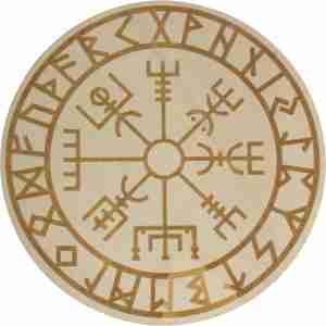 Wood Crystal Grid - Vegvisir w/Runes