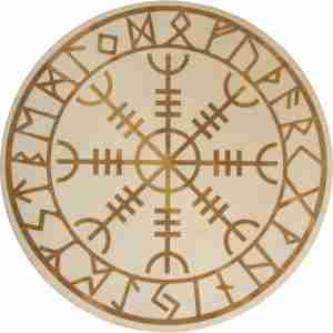 Wood Crystal Grid - Helm of Awe w/ Runes