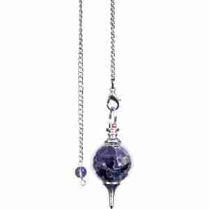Black Tourmaline & Fluorite Chips Protection Glass Pendulum Sephoroton