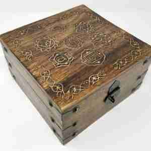 7 Chakra Carved Wood Decorative Box