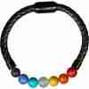 7 Chakra Vegan Leather Braided Bracelet w/ Magnetic Clasp