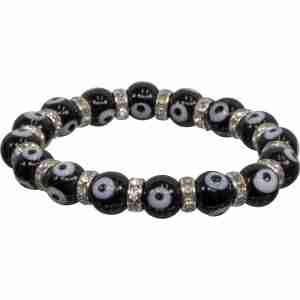 Black Evil Eye Protection - Glass Beads Elastic Bracelet