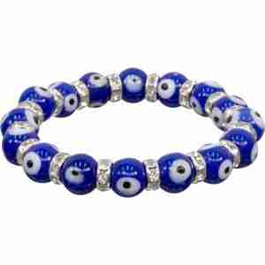 Cobalt Blue Evil Eye Protection - Glass Beads Elastic Bracelet
