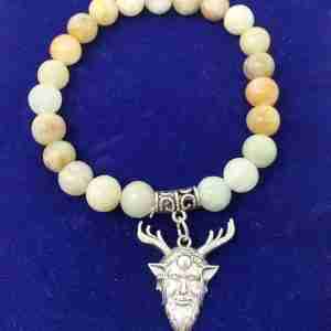 Amazonite Gemstone Bracelet with Green Man Charm