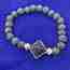 Black Agate Pyramid & Lava Beads Gemstone Bracelet