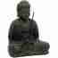Buddha Meditating, Black Volcanic Stone Statue & Incense Holder