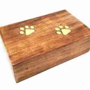 Dog Paw Brass Inlay Wood Box 5"x8"
