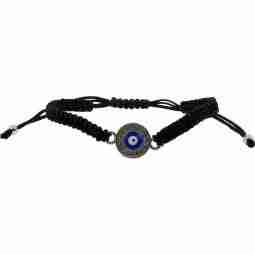 Adjustable Bracelet Black - Evil Eye w/ Gems