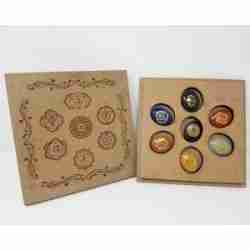 7 Chakra Symbol Gemstone Tumble Ovals w/Box