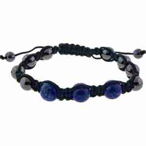 Lapis Lazuli & Magnetic Hematite Adjustable Bracelet