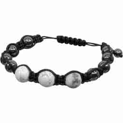 Howlite & Magnetic Hematite Gemstone Adjustable Bracelet