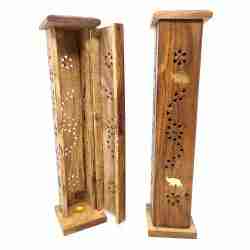 Elephant Palm Tree Wood Incense Cone Tower Burner